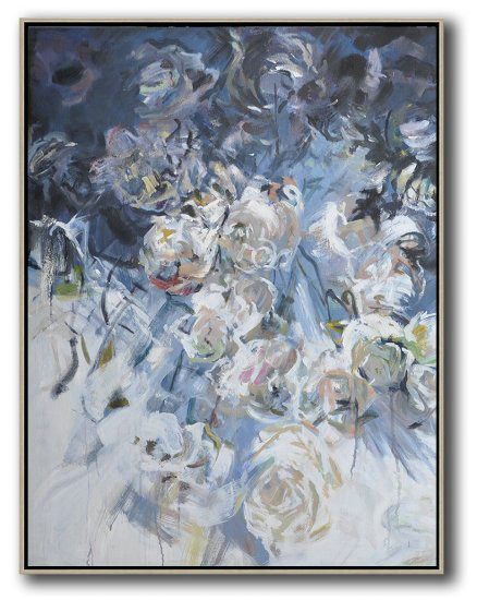 Hame Made Extra Large Vertical Abstract Flower Oil Painting #ABV0A8 - Click Image to Close